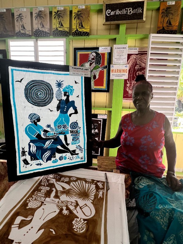 Ella Flemming, of Caribelle Batik, displays a creation..jpg